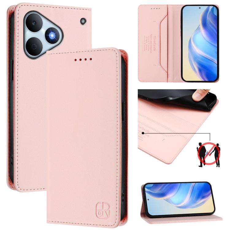 RC01 Dual-Folded Magnetic Suction RFID Leather Phone Case, For Realme Note 80 4G Global, For Realme 16 5G Global, For Realme 16 Pro+ 5G Global