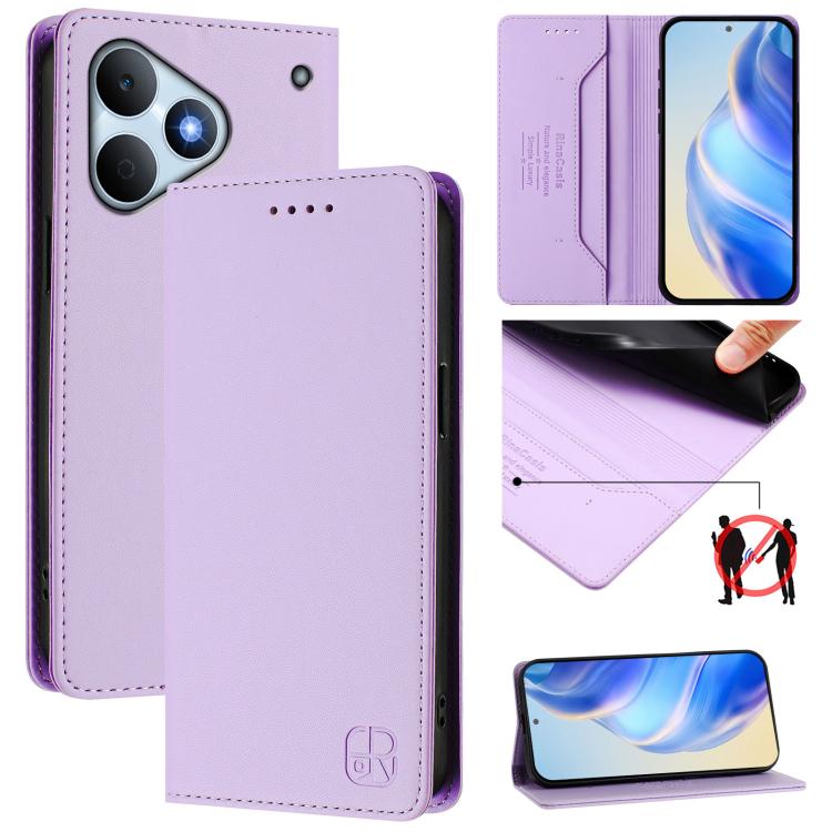 RC01 Dual-Folded Magnetic Suction RFID Leather Phone Case, For Realme Note 80 4G Global, For Realme 16 5G Global, For Realme 16 Pro+ 5G Global