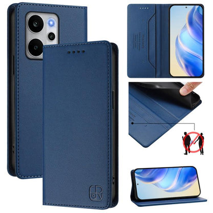 RC01 Dual-Folded Magnetic Suction RFID Leather Phone Case, For Realme P4x / OnePlus CE6 Lite, For Realme 16T 5G, For Realme P4 Power 5G