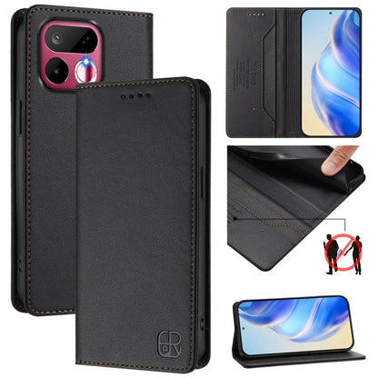 RC01 Dual-Folded Magnetic Suction RFID Leather Phone Case, For Realme P4x / OnePlus CE6 Lite, For Realme 16T 5G, For Realme P4 Power 5G