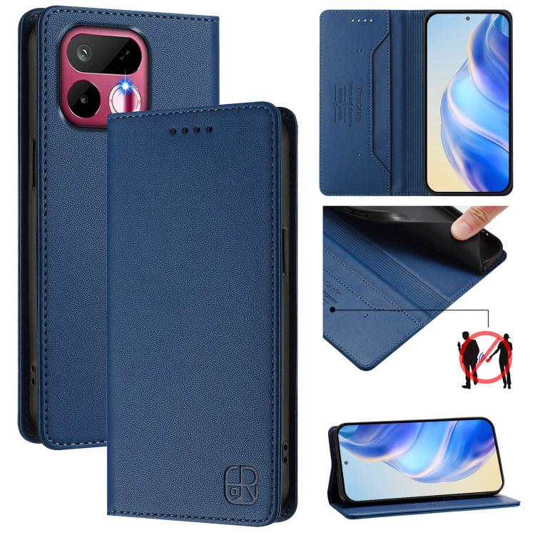 RC01 Dual-Folded Magnetic Suction RFID Leather Phone Case, For Realme P4x / OnePlus CE6 Lite, For Realme 16T 5G, For Realme P4 Power 5G