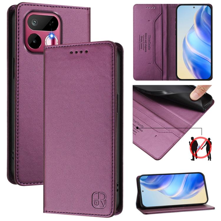 RC01 Dual-Folded Magnetic Suction RFID Leather Phone Case, For Realme P4x / OnePlus CE6 Lite, For Realme 16T 5G, For Realme P4 Power 5G