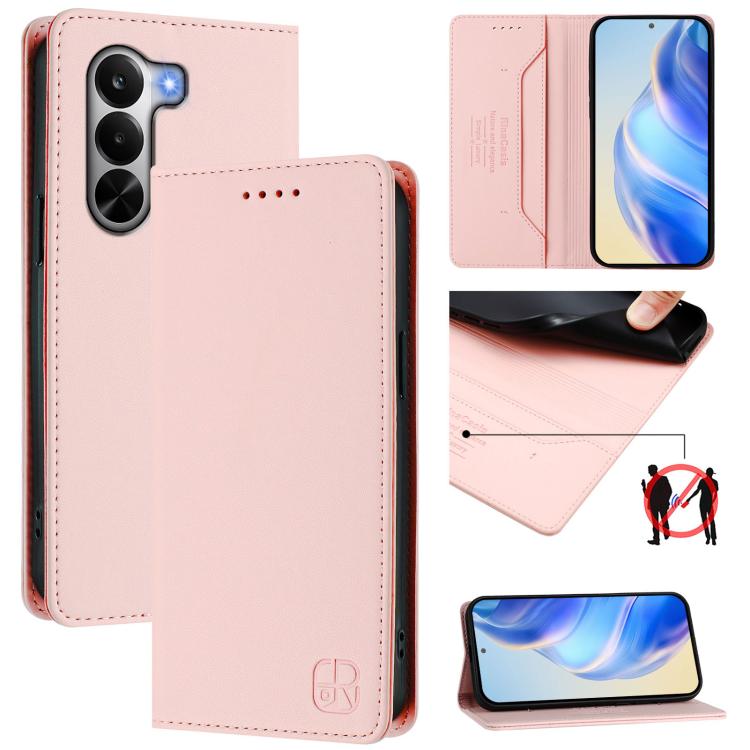 RC01 Dual-Folded Magnetic Suction RFID Leather Phone Case, For Realme P4x / OnePlus CE6 Lite, For Realme 16T 5G, For Realme P4 Power 5G