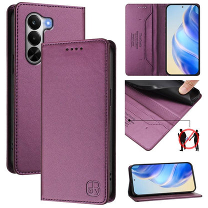 RC01 Dual-Folded Magnetic Suction RFID Leather Phone Case, For Realme P4x / OnePlus CE6 Lite, For Realme 16T 5G, For Realme P4 Power 5G