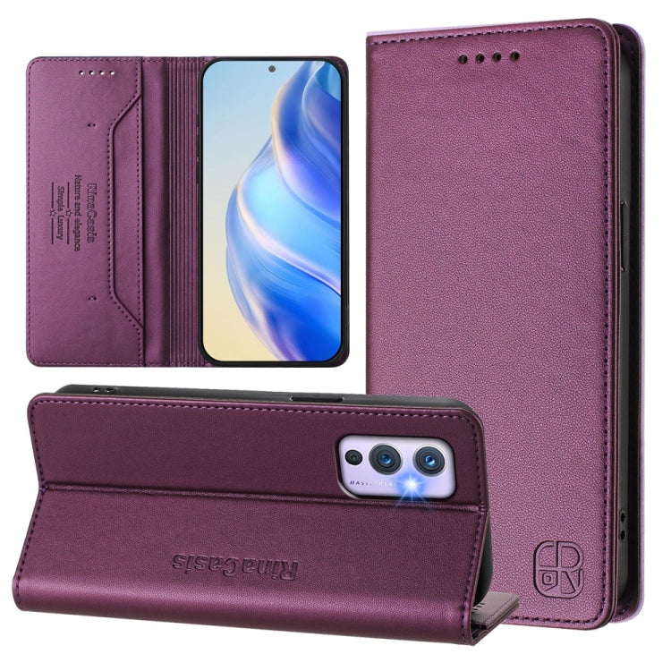RC01 Dual-Folded Magnetic Suction RFID Leather Phone Case, For OnePlus 9 Pro, For OnePlus 9