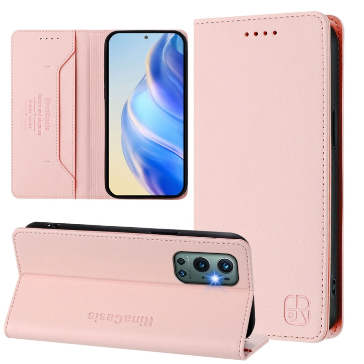 RC01 Dual-Folded Magnetic Suction RFID Leather Phone Case, For OnePlus 9 Pro, For OnePlus 9