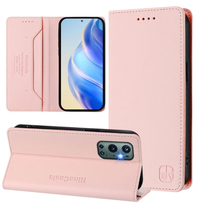 RC01 Dual-Folded Magnetic Suction RFID Leather Phone Case, For OnePlus 9 Pro, For OnePlus 9
