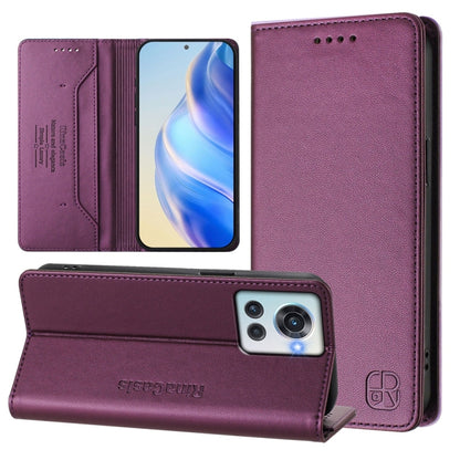 RC01 Dual-Folded Magnetic Suction RFID Leather Phone Case, For OnePlus Ace Pro / OnePlus 10T Global, For OnePlus Nord 2T, For OnePlus 10R / OnePlus Ace