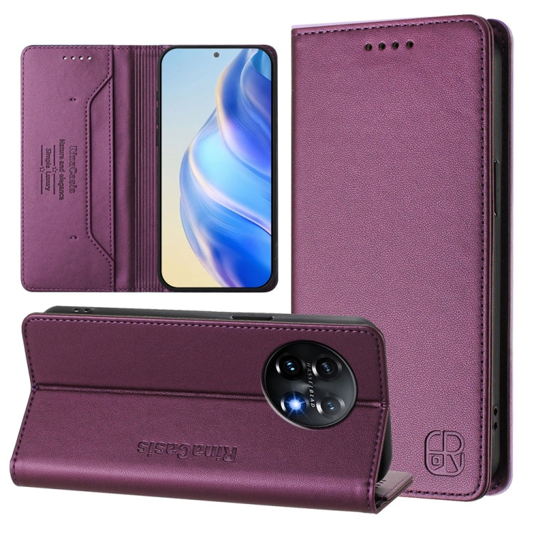 RC01 Dual-Folded Magnetic Suction RFID Leather Phone Case, For OnePlus 11R, For OnePlus 11, For OnePlus Nord N300