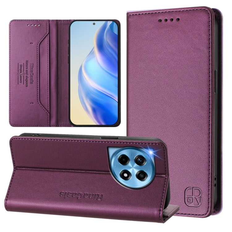 RC01 Dual-Folded Magnetic Suction RFID Leather Phone Case, For OnePlus 12R, For OnePlus 12 Global, For OnePlus Ace 2 Pro