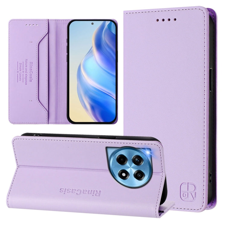 RC01 Dual-Folded Magnetic Suction RFID Leather Phone Case, For OnePlus 12R, For OnePlus 12 Global, For OnePlus Ace 2 Pro