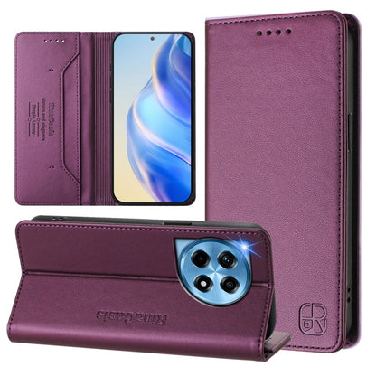 RC01 Dual-Folded Magnetic Suction RFID Leather Phone Case, For OnePlus 12R, For OnePlus 12 Global, For OnePlus Ace 2 Pro