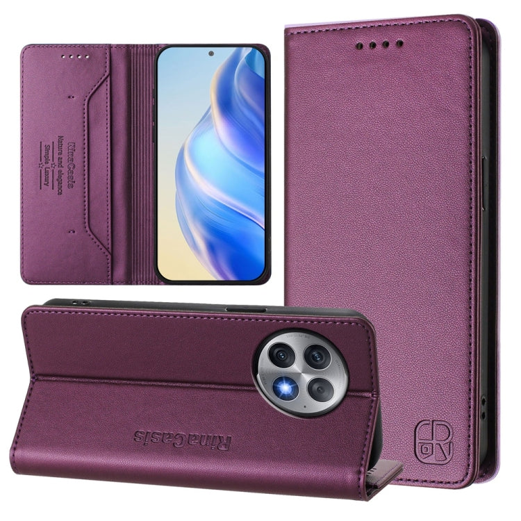RC01 Dual-Folded Magnetic Suction RFID Leather Phone Case, For OnePlus 12R, For OnePlus 12 Global, For OnePlus Ace 2 Pro