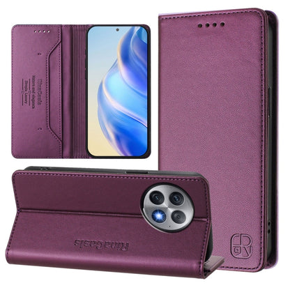 RC01 Dual-Folded Magnetic Suction RFID Leather Phone Case, For OnePlus 12R, For OnePlus 12 Global, For OnePlus Ace 2 Pro