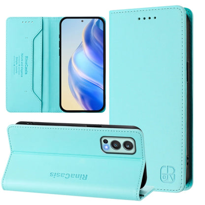 RC01 Dual-Folded Magnetic Suction RFID Leather Phone Case, For OnePlus 9R / OnePlus 8T, For OnePlus Nord CE 5G, For OnePlus Nord 2 5G
