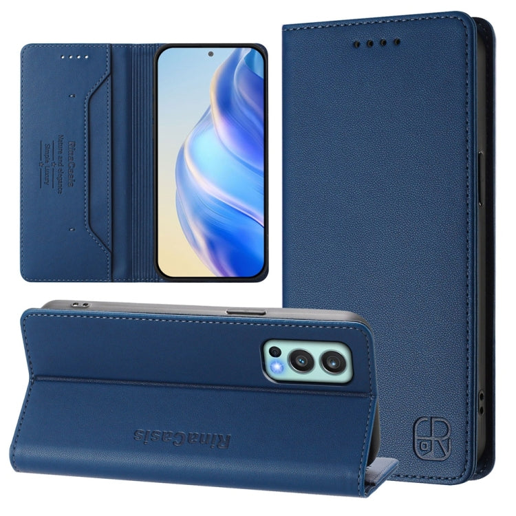 RC01 Dual-Folded Magnetic Suction RFID Leather Phone Case, For OnePlus 9R / OnePlus 8T, For OnePlus Nord CE 5G, For OnePlus Nord 2 5G