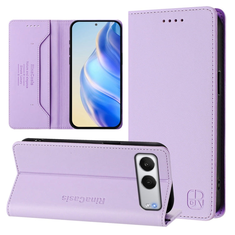 RC01 Dual-Folded Magnetic Suction RFID Leather Phone Case, For OnePlus Nord 4, For OnePlus Nord 4 5G Global, For OnePlus Nord CE4 Lite