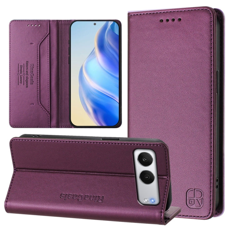 RC01 Dual-Folded Magnetic Suction RFID Leather Phone Case, For OnePlus Nord 4, For OnePlus Nord 4 5G Global, For OnePlus Nord CE4 Lite