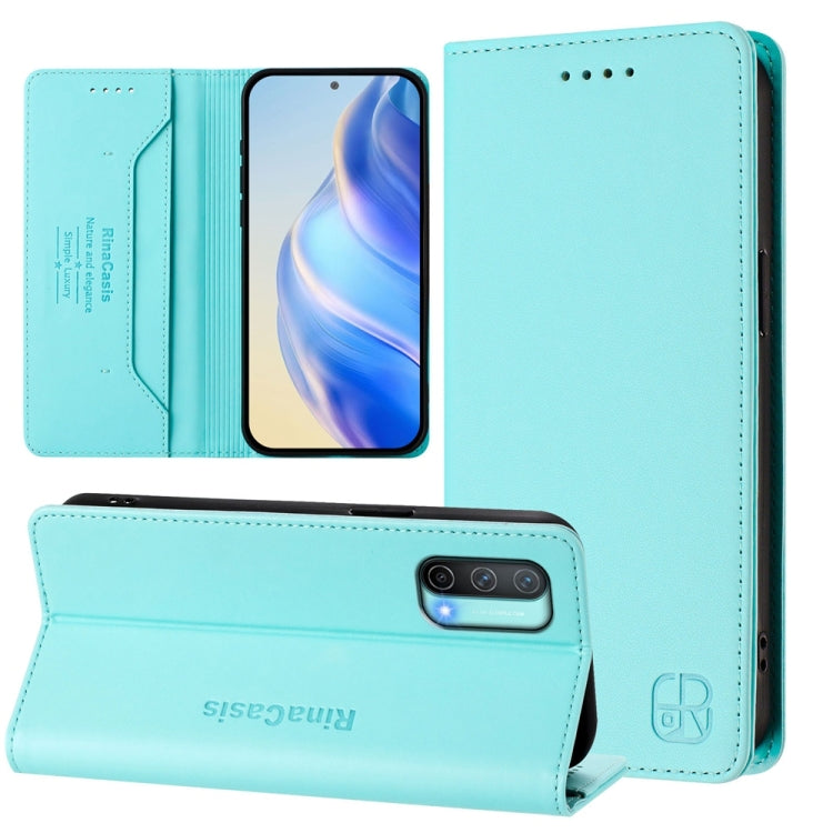RC01 Dual-Folded Magnetic Suction RFID Leather Phone Case, For OnePlus 9R / OnePlus 8T, For OnePlus Nord CE 5G, For OnePlus Nord 2 5G