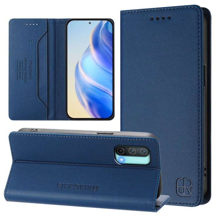 RC01 Dual-Folded Magnetic Suction RFID Leather Phone Case, For OnePlus 9R / OnePlus 8T, For OnePlus Nord CE 5G, For OnePlus Nord 2 5G