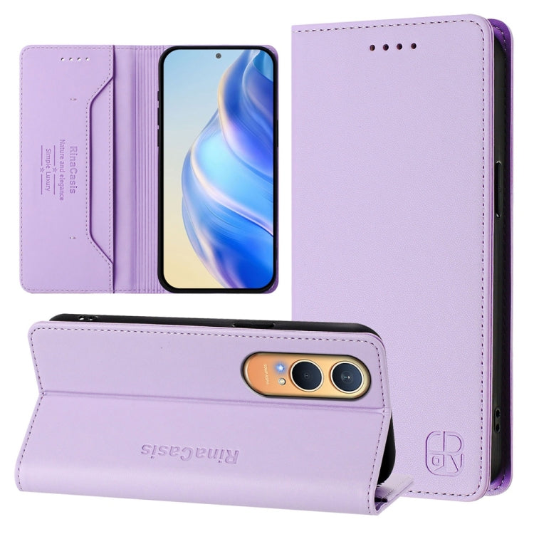 RC01 Dual-Folded Magnetic Suction RFID Leather Phone Case, For OnePlus Nord 4, For OnePlus Nord 4 5G Global, For OnePlus Nord CE4 Lite