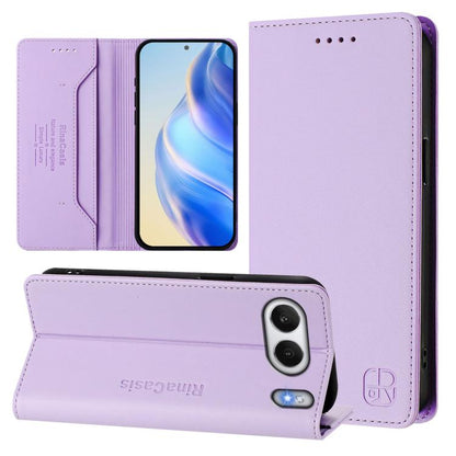 RC01 Dual-Folded Magnetic Suction RFID Leather Phone Case, For OnePlus Nord 4, For OnePlus Nord 4 5G Global, For OnePlus Nord CE4 Lite
