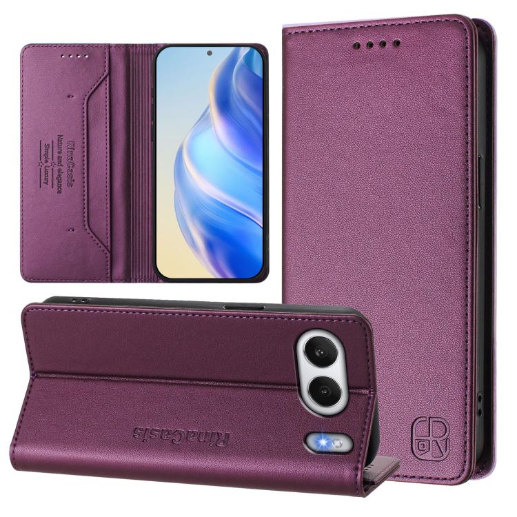 RC01 Dual-Folded Magnetic Suction RFID Leather Phone Case, For OnePlus Nord 4, For OnePlus Nord 4 5G Global, For OnePlus Nord CE4 Lite
