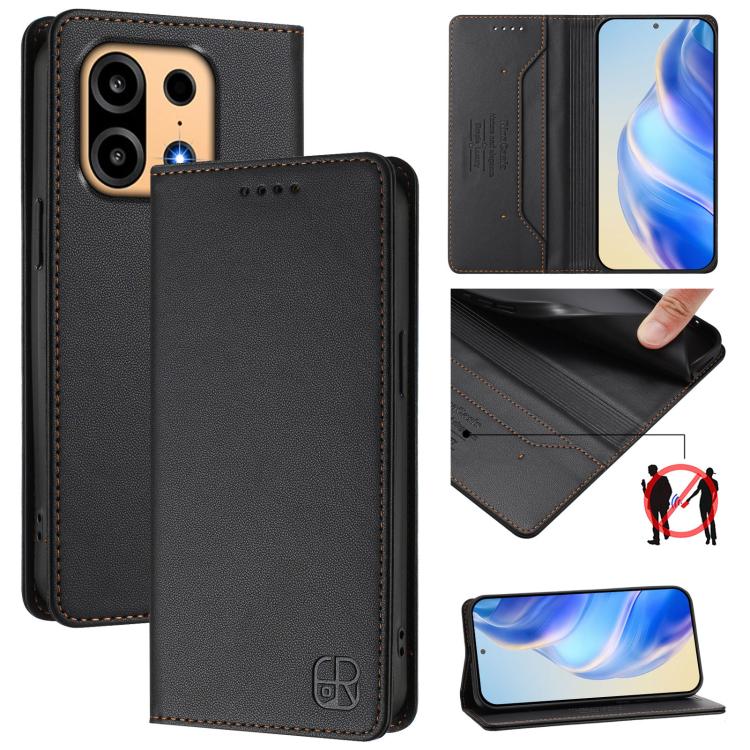 RC01 Dual-Folded Magnetic Suction RFID Leather Phone Case, For OnePlus Turbo 6X Pro 5G, For OnePlus Turbo 6 / 6V 5G, For OnePlus Ace 5 Ultra