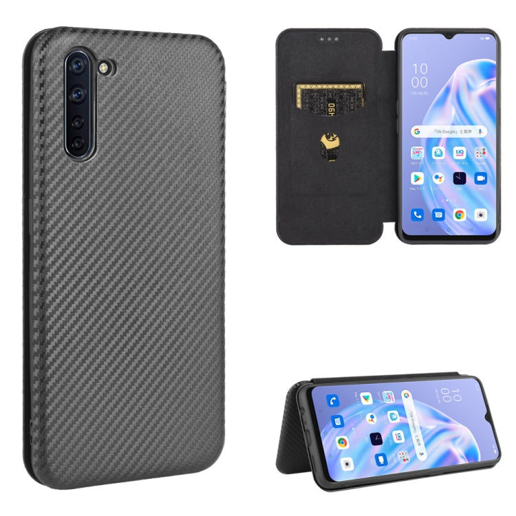 Carbon Fiber Texture Magnetic Horizontal Flip TPU + PC + PU Leather Case with Card Slot, For OPPO Reno2 Z / F, For OPPO Reno3 A(Japanese Version), For OPPO Reno4 Pro 5G, For OPPO Reno A