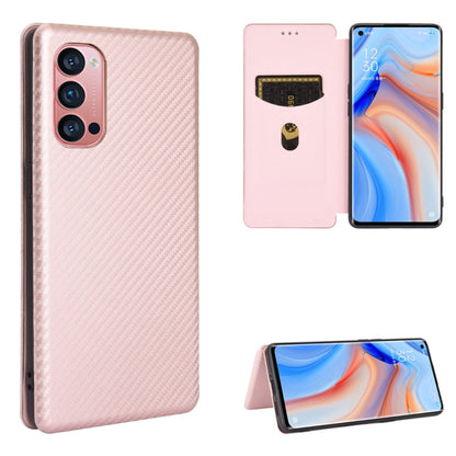 Carbon Fiber Texture Magnetic Horizontal Flip TPU + PC + PU Leather Case with Card Slot, For OPPO Reno2 Z / F, For OPPO Reno3 A(Japanese Version), For OPPO Reno4 Pro 5G, For OPPO Reno A