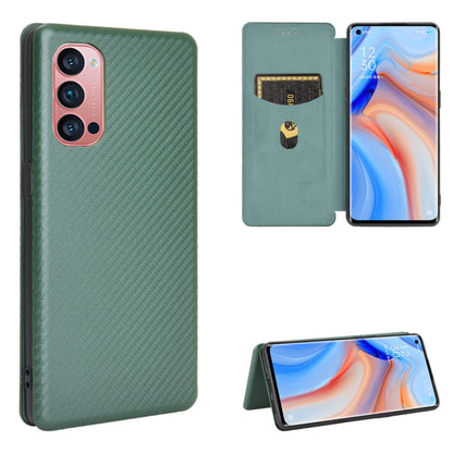 Carbon Fiber Texture Magnetic Horizontal Flip TPU + PC + PU Leather Case with Card Slot, For OPPO Reno2 Z / F, For OPPO Reno3 A(Japanese Version), For OPPO Reno4 Pro 5G, For OPPO Reno A