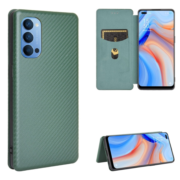 Carbon Fiber Texture Magnetic Horizontal Flip TPU + PC + PU Leather Case with Card Slot, For OPPO Reno4 5G, For OPPO Reno4 Pro 4G, For OPPO Rnoe Ace, For OPPO Realme 5 Pro / Realme Q