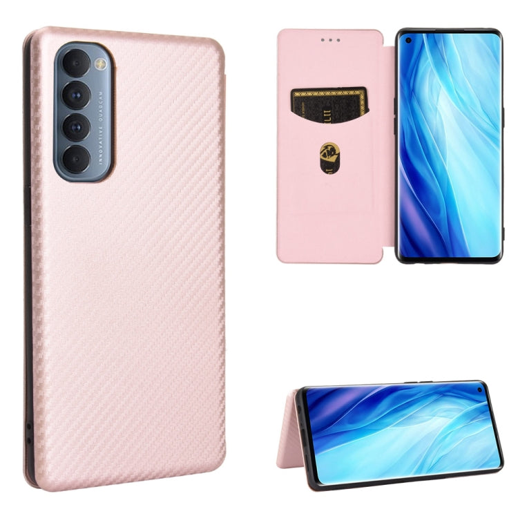 Carbon Fiber Texture Magnetic Horizontal Flip TPU + PC + PU Leather Case with Card Slot, For OPPO Reno4 5G, For OPPO Reno4 Pro 4G, For OPPO Rnoe Ace, For OPPO Realme 5 Pro / Realme Q