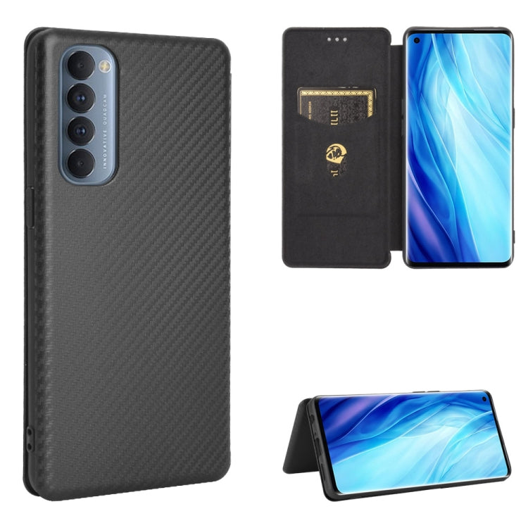 Carbon Fiber Texture Magnetic Horizontal Flip TPU + PC + PU Leather Case with Card Slot, For OPPO Reno4 5G, For OPPO Reno4 Pro 4G, For OPPO Rnoe Ace, For OPPO Realme 5 Pro / Realme Q