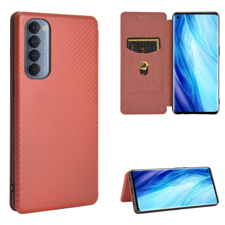 Carbon Fiber Texture Magnetic Horizontal Flip TPU + PC + PU Leather Case with Card Slot, For OPPO Reno4 5G, For OPPO Reno4 Pro 4G, For OPPO Rnoe Ace, For OPPO Realme 5 Pro / Realme Q