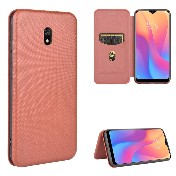 Carbon Fiber Texture Magnetic Horizontal Flip TPU + PC + PU Leather Case with Card Slot, For Xiaomi Redmi 8A, For Xiaomi Redmi 9C, For Xiaomi Redmi 8, For Xiaomi Redmi 9
