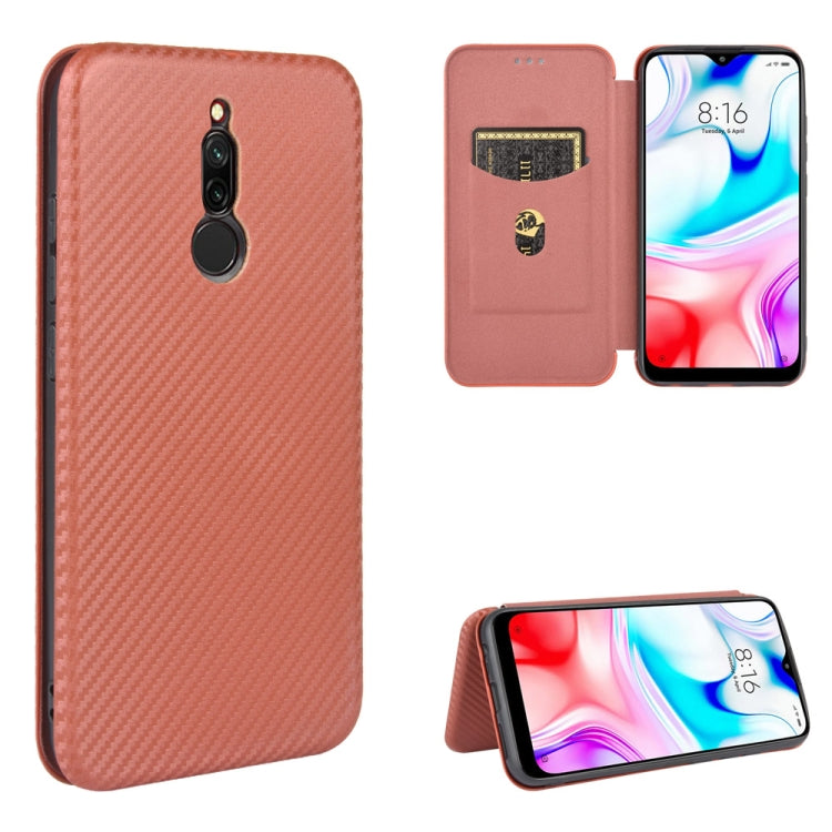 Carbon Fiber Texture Magnetic Horizontal Flip TPU + PC + PU Leather Case with Card Slot, For Xiaomi Redmi 8A, For Xiaomi Redmi 9C, For Xiaomi Redmi 8, For Xiaomi Redmi 9