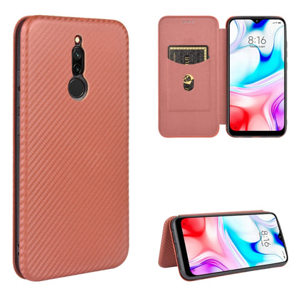 Carbon Fiber Texture Magnetic Horizontal Flip TPU + PC + PU Leather Case with Card Slot, For Xiaomi Redmi 8A, For Xiaomi Redmi 9C, For Xiaomi Redmi 8, For Xiaomi Redmi 9