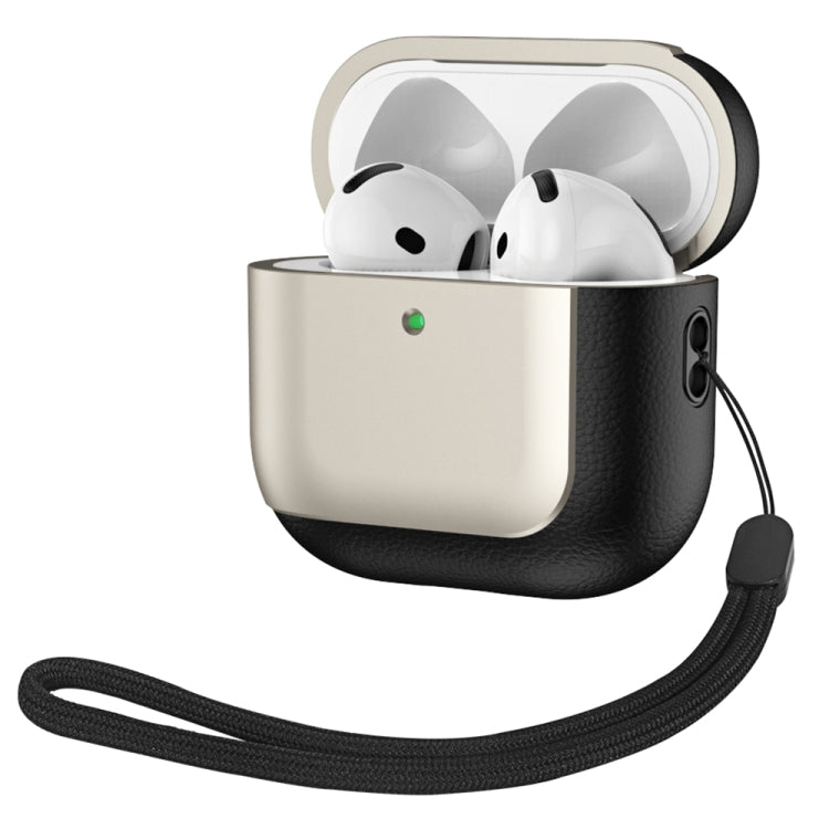 Electroplating Leather Texture Wireless Earbuds Box Protective Case, For AirPods 5 / 4, For AirPods 5 / 4 ANC