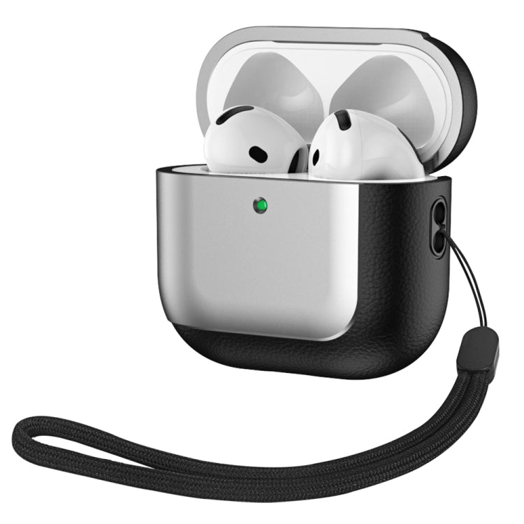 Electroplating Leather Texture Wireless Earbuds Box Protective Case, For AirPods 4 ANC, For AirPods 4