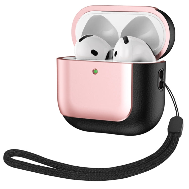 Electroplating Leather Texture Wireless Earbuds Box Protective Case, For AirPods 5 / 4, For AirPods 5 / 4 ANC