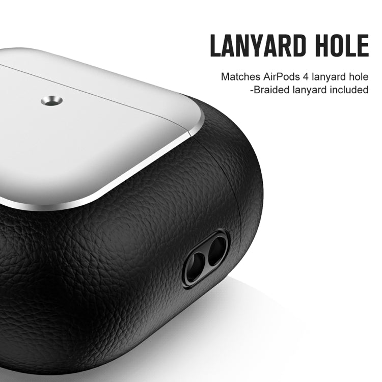 Electroplating Leather Texture Wireless Earbuds Box Protective Case, For AirPods 4 ANC, For AirPods 4