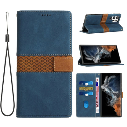 Grid Stitching Leather Phone Case with Lanyard, For Samsung Galaxy S22 Ultra 5G, For Samsung Galaxy S22+ 5G, For Samsung Galaxy S22 5G, For Samsung Galaxy S21 FE 5G, For Samsung Galaxy S21 5G, For Samsung Galaxy S21+ 5G