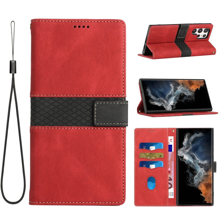 Grid Stitching Leather Phone Case with Lanyard, For Samsung Galaxy S22 Ultra 5G, For Samsung Galaxy S22+ 5G, For Samsung Galaxy S22 5G, For Samsung Galaxy S21 FE 5G, For Samsung Galaxy S21 5G, For Samsung Galaxy S21+ 5G