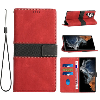 Grid Stitching Leather Phone Case with Lanyard, For Samsung Galaxy S22 Ultra 5G, For Samsung Galaxy S22+ 5G, For Samsung Galaxy S22 5G, For Samsung Galaxy S21 FE 5G, For Samsung Galaxy S21 5G, For Samsung Galaxy S21+ 5G