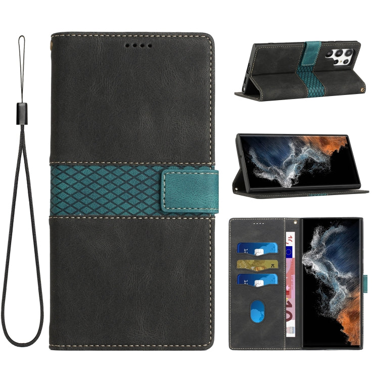 Grid Stitching Leather Phone Case with Lanyard, For Samsung Galaxy S22 Ultra 5G, For Samsung Galaxy S22+ 5G, For Samsung Galaxy S22 5G, For Samsung Galaxy S21 FE 5G, For Samsung Galaxy S21 5G, For Samsung Galaxy S21+ 5G