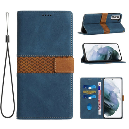 Grid Stitching Leather Phone Case with Lanyard, For Samsung Galaxy S22 Ultra 5G, For Samsung Galaxy S22+ 5G, For Samsung Galaxy S22 5G, For Samsung Galaxy S21 FE 5G, For Samsung Galaxy S21 5G, For Samsung Galaxy S21+ 5G