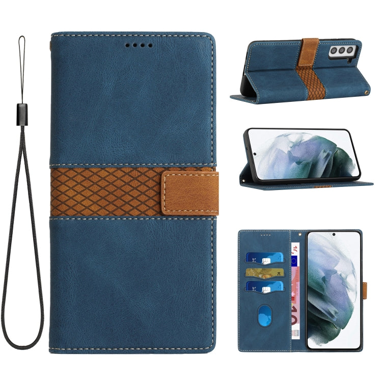 Grid Stitching Leather Phone Case with Lanyard, For Samsung Galaxy S22 Ultra 5G, For Samsung Galaxy S22+ 5G, For Samsung Galaxy S22 5G, For Samsung Galaxy S21 FE 5G, For Samsung Galaxy S21 5G, For Samsung Galaxy S21+ 5G