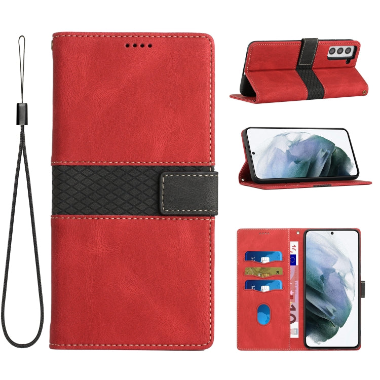Grid Stitching Leather Phone Case with Lanyard, For Samsung Galaxy S22 Ultra 5G, For Samsung Galaxy S22+ 5G, For Samsung Galaxy S22 5G, For Samsung Galaxy S21 FE 5G, For Samsung Galaxy S21 5G, For Samsung Galaxy S21+ 5G