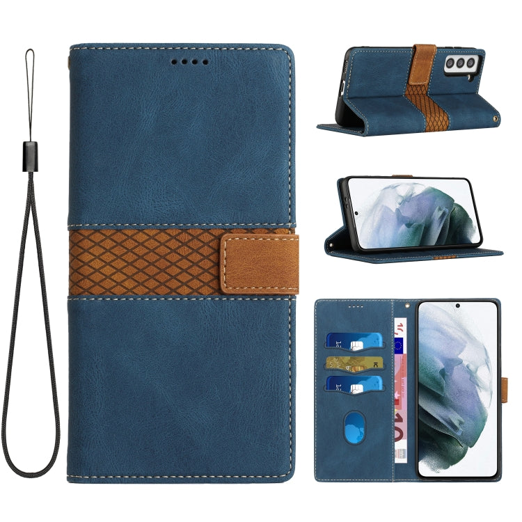 Grid Stitching Leather Phone Case with Lanyard, For Samsung Galaxy S22 Ultra 5G, For Samsung Galaxy S22+ 5G, For Samsung Galaxy S22 5G, For Samsung Galaxy S21 FE 5G, For Samsung Galaxy S21 5G, For Samsung Galaxy S21+ 5G